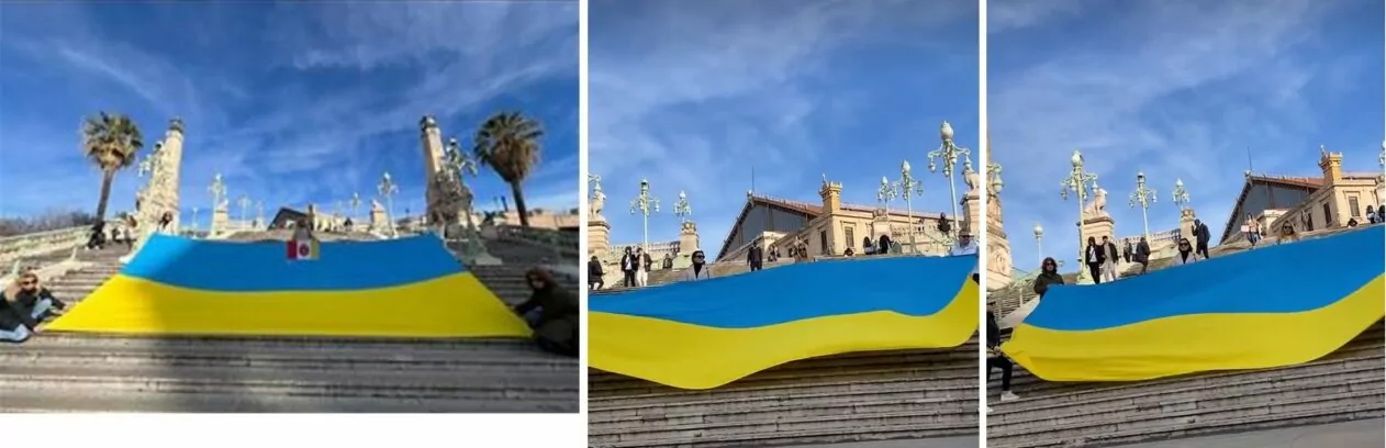 зображення до посту: Фейк. У Франції спаплюжили 20-метровий прапор України