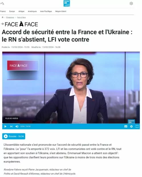 зображення до посту: Фейк. В ефірі каналу France 24 обговорювали обкладинку «L&#8217;Hémicycle» з Макроном в образі обскубаного півня