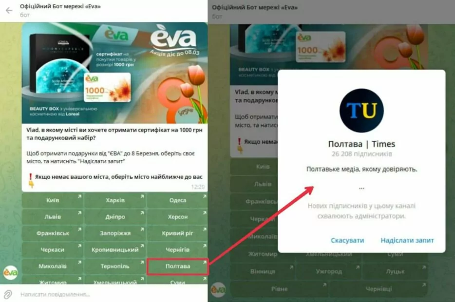 зображення до посту: Фейк. Мережа магазинів EVA дарує сертифікати на 1000 гривень до 8 березня