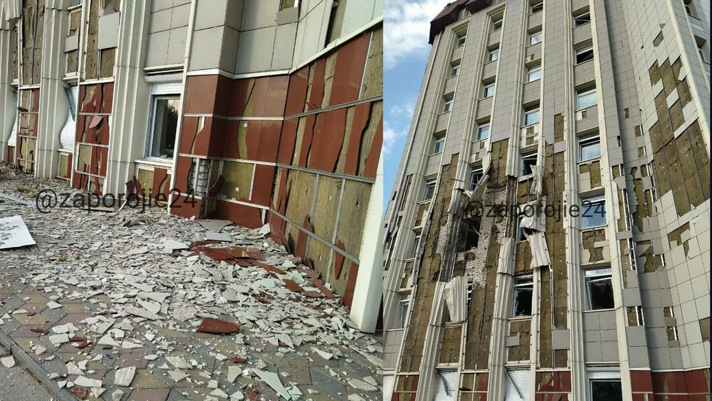 Наслідки обстрілів російськими військовими будівлі міської ради Енергодара, 31.08.2022. Фото: Telegram-канал Дмитра Орлова