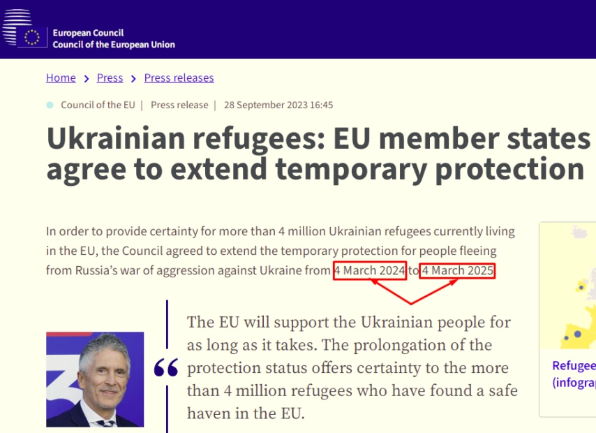 Актуальне рішення ЄС про продовження захисту українських біженців