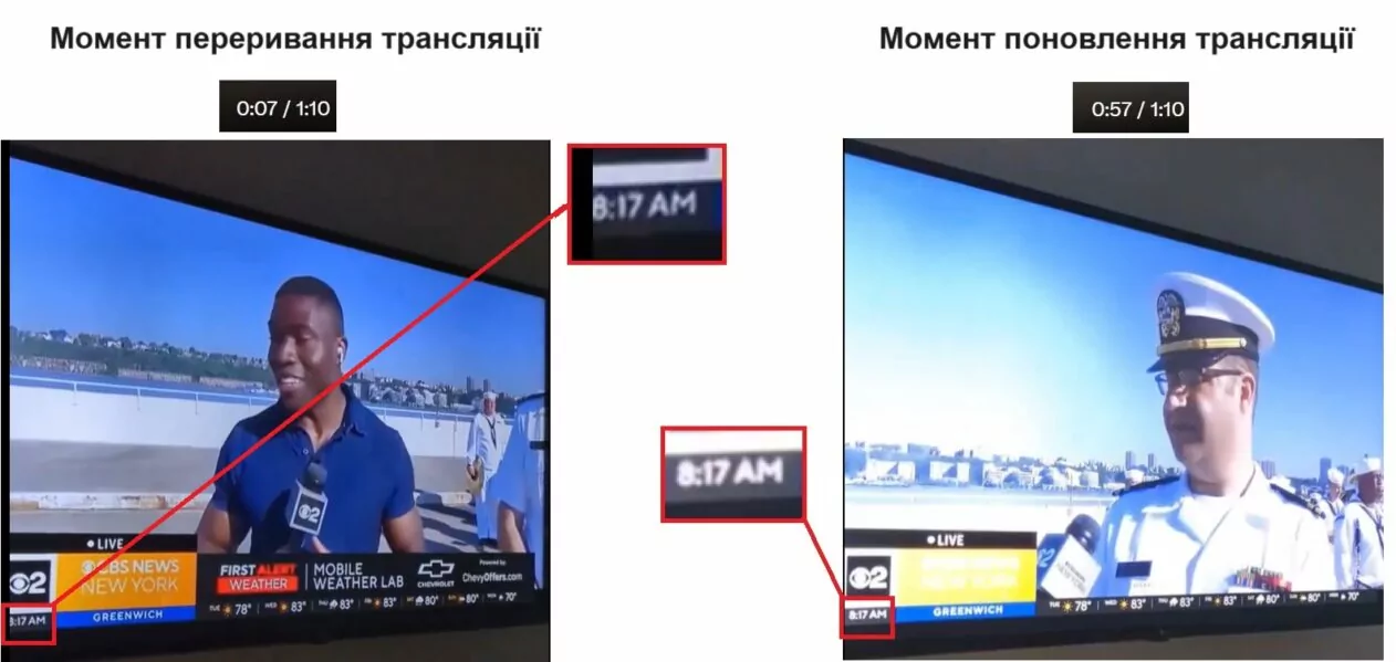 зображення до посту: Фейк. Українські хакери «зламали» ефір CBS News у Нью-Йорку та запустили ролик з закликом не підтримувати Трампа