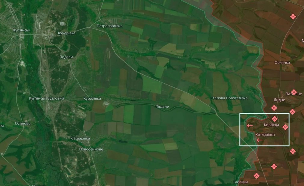 Кислівка на карті бойових дій