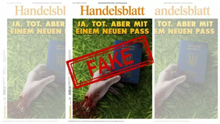 Фейк. «Так, мертвий. Але з новим паспортом»: німецький журнал Handelsblatt випустив обкладинку присвячену Україні