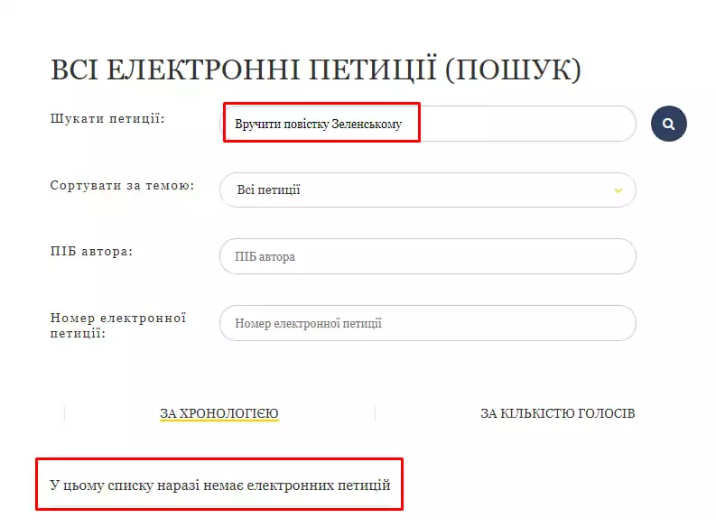 зображення до посту: Фейк. На сайті Президента України з’явилася петиція з вимогою вручити повістку Зеленському