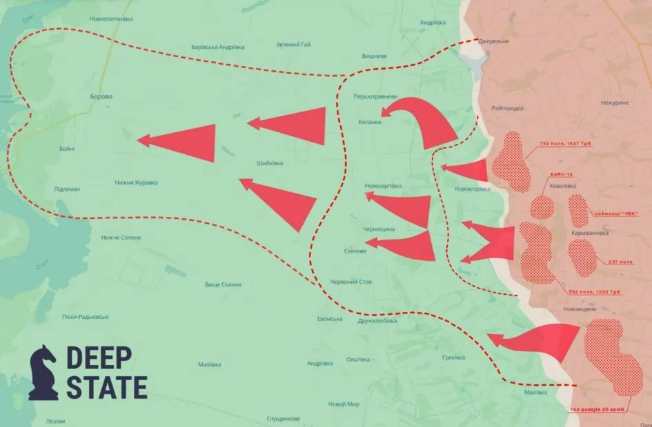 A map of forecasted movement of Russian forces assembled by DeepState / Source: DeepState's Telegram channel