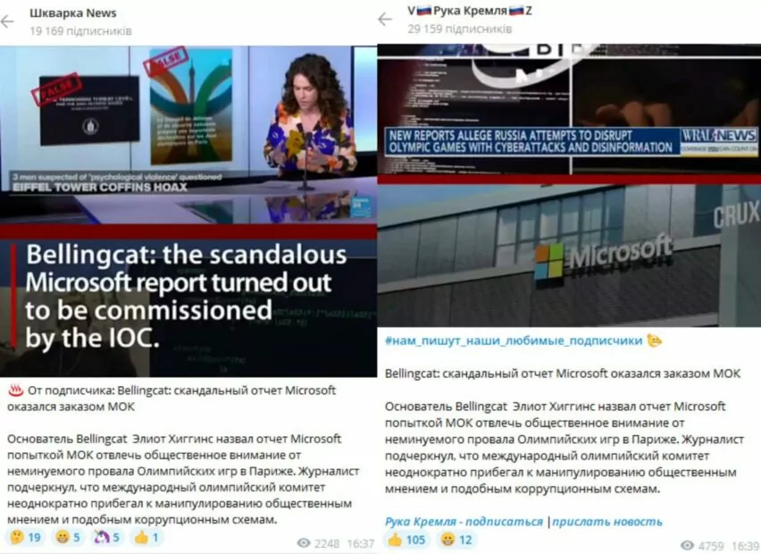 зображення до посту: Фейк. Bellingcat: «Звіт Microsoft виявився замовленням МОК»