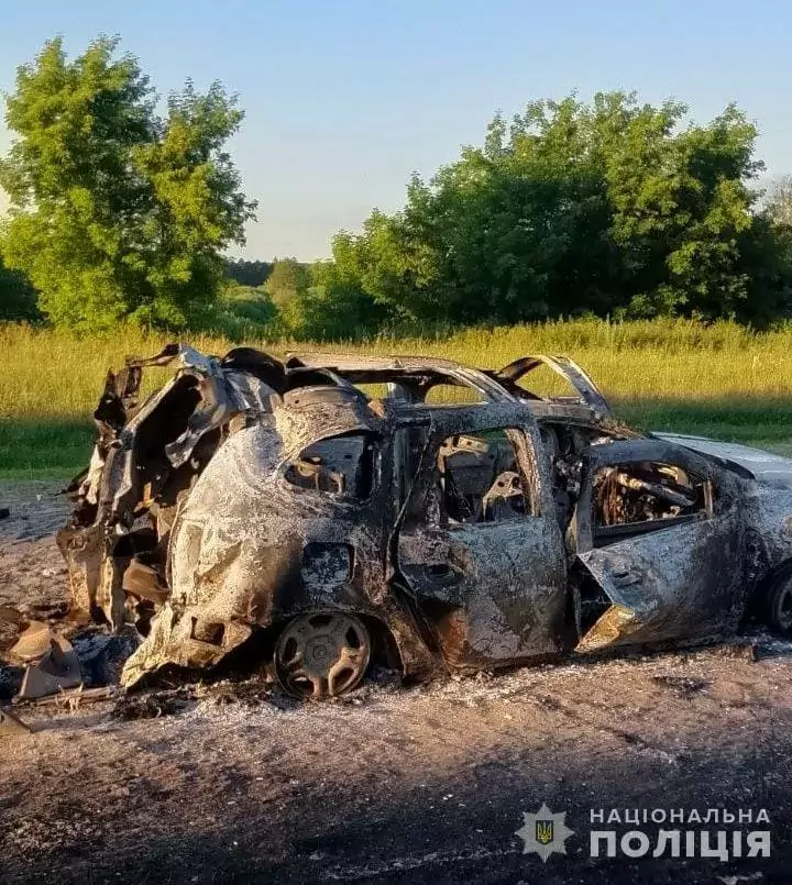 Фото знищеного автомобіля поширене Телеграм-каналом «УКРОПСКИЙ ФРЕШ»