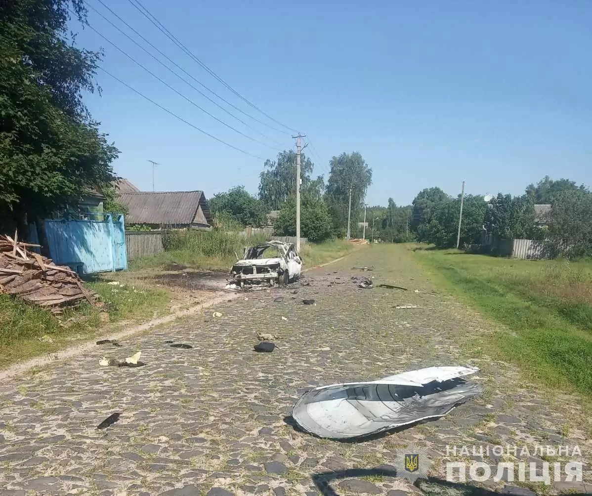 Фото знищеного автомобіля поширене Телеграм-каналом «УКРОПСКИЙ ФРЕШ»