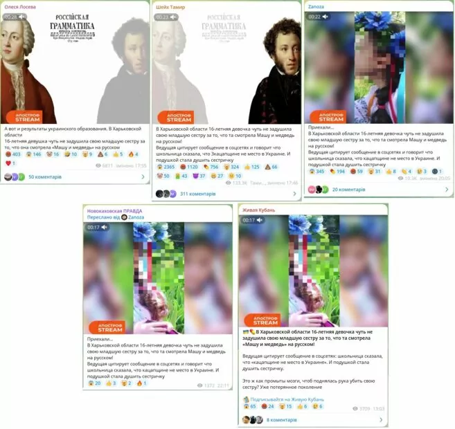 зображення до посту: Фейк. На Харківщині 16-річна дівчина ледь не вбила сестру через російський мультфільм «Маша та Ведмідь»