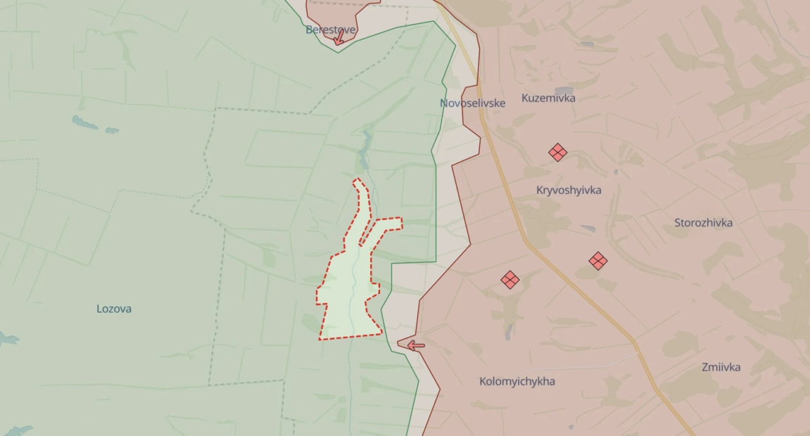 Stelmakhivka in Luhansk Oblast on Kupiansk axis / Photo: DeepStateMap's map of combat in Ukraine from June 23, 11:42 p.m.