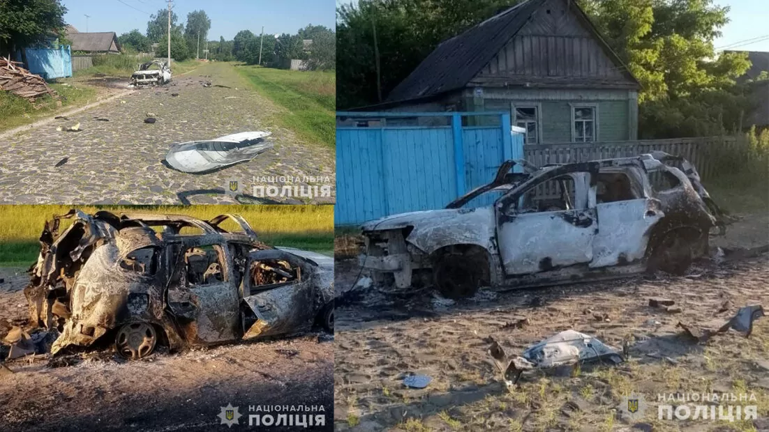 зображення до посту: Фейк. На Сумщині військові, які були мобілізовані з місць позбавлення волі, знищили поліцейську автівку