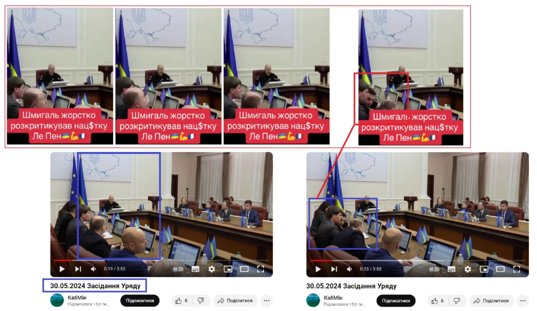 зображення до посту: Фейк. Прем’єр-міністр України Шмигаль назвав Марін Ле Пен нацисткою