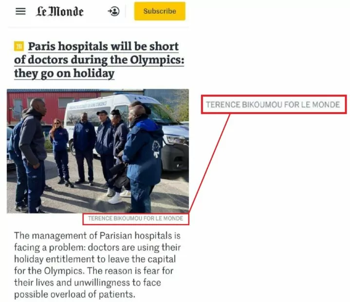 зображення до посту: Фейк. Le Monde: Паризькі медики масово тікають з міста на період проведення Олімпійських ігор