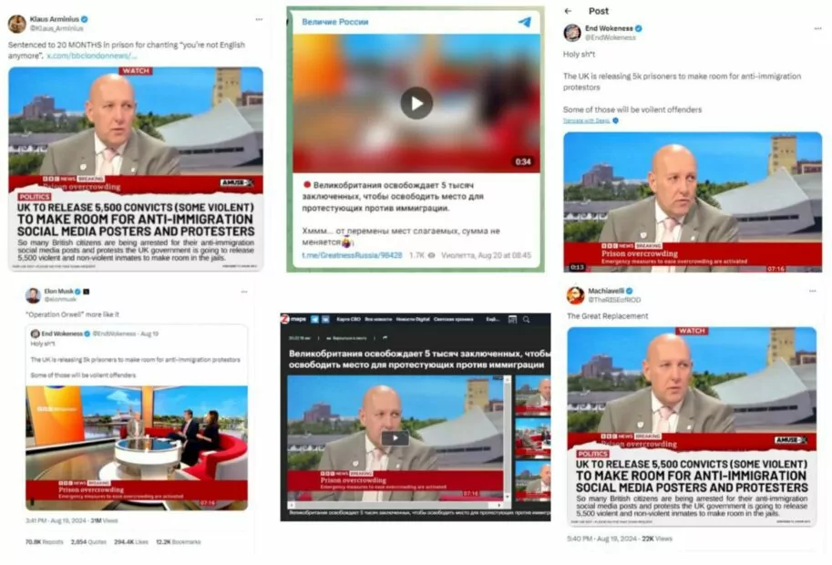 зображення до посту: Маніпуляція. У Великій Британії випустять 5 тисяч ув’язнених, щоб звільнити місце для учасників заворушень проти мігрантів