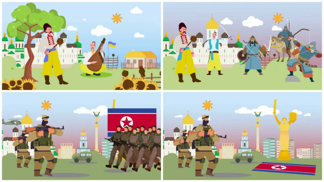 Screenshots from the video spread in pro-Russian Telegram channels
