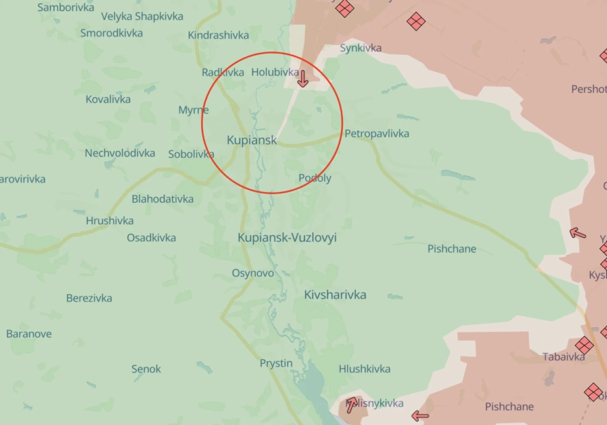 Path of Russian breakthrough into Kupiansk on November 13, 2024 / Source: DeepStateMap