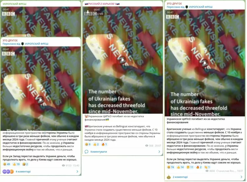 зображення до посту: Фейк. Вчені з Bellingcat встановили, що Україна систематично продукує фейки, однак їхня кількість зменшилась через нестачу фінансування
