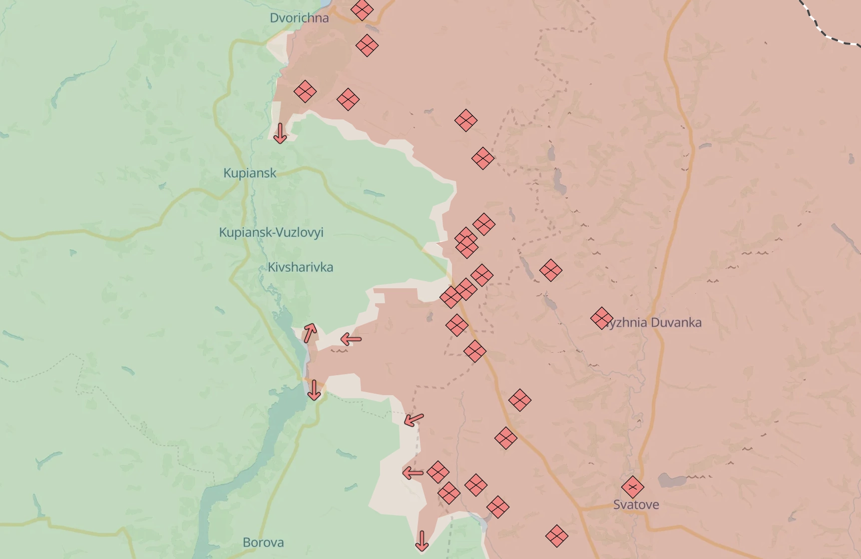 Frontline on the left bank of the Oskil River on December 10, 2024 / Source: DeepStateMap