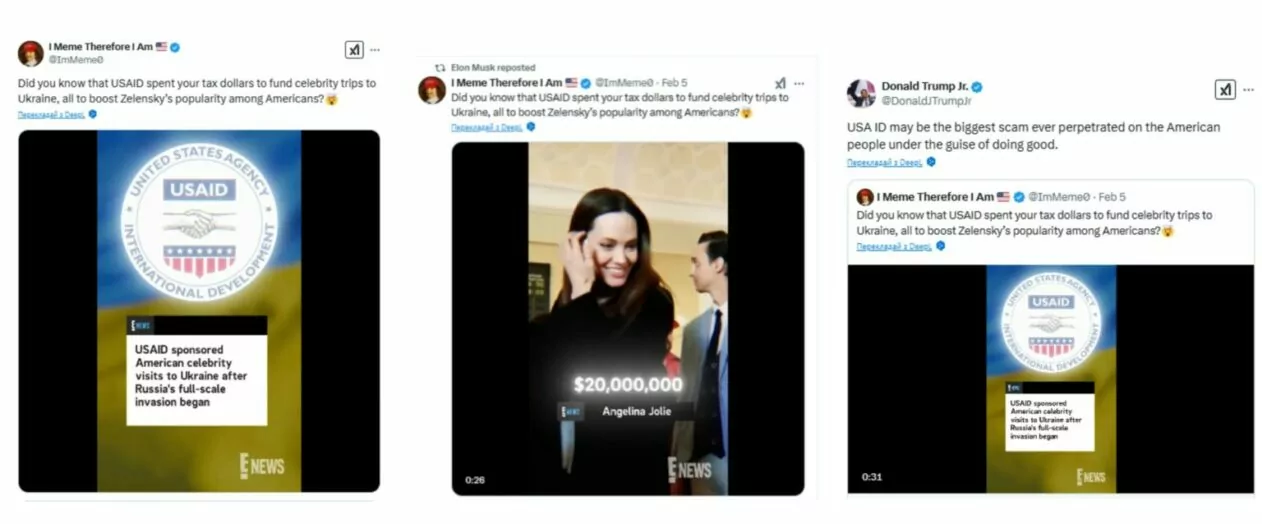 зображення до посту: Debunking fakes. No, E!News didn’t release video about Hollywood stars receiving USAID money for visits to Ukraine