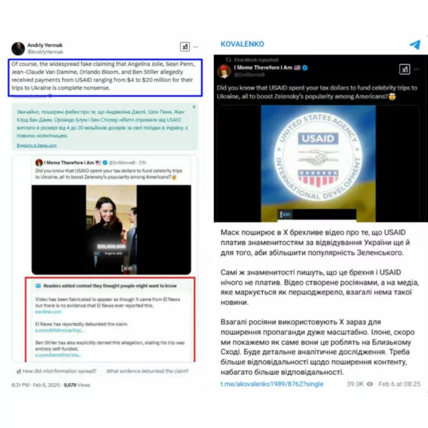 зображення до посту: Debunking fakes. No, E!News didn’t release video about Hollywood stars receiving USAID money for visits to Ukraine