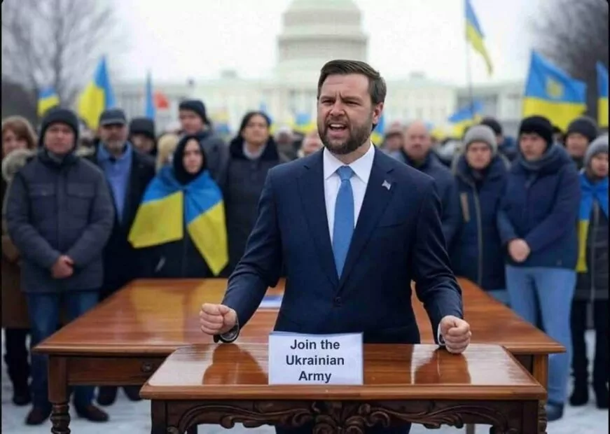 зображення до посту: Debunking fakes. JD Vance didn’t urge Ukrainians who “protested against peace deal” to join Ukraine’s army