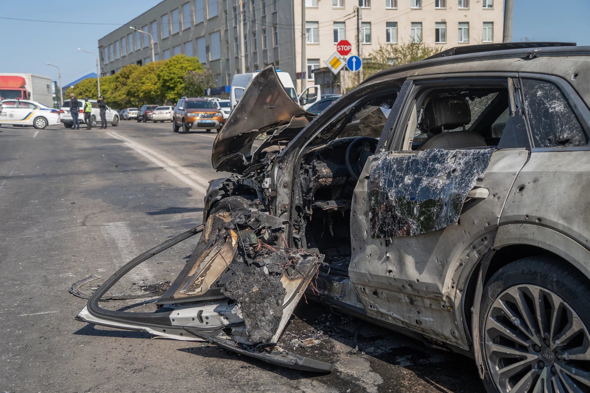 Impact site of Russian attack in Kyivskyi district
