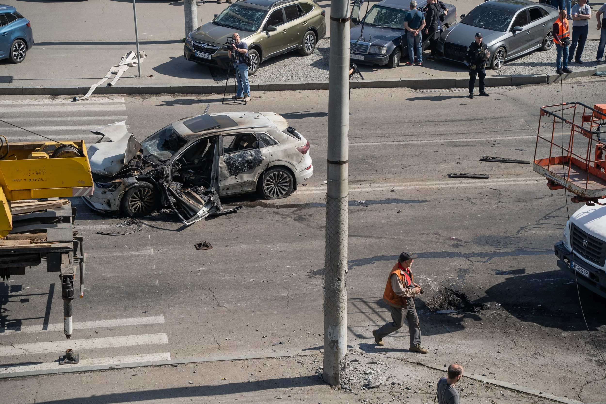 Impact site of Russian attack in Kyivskyi district