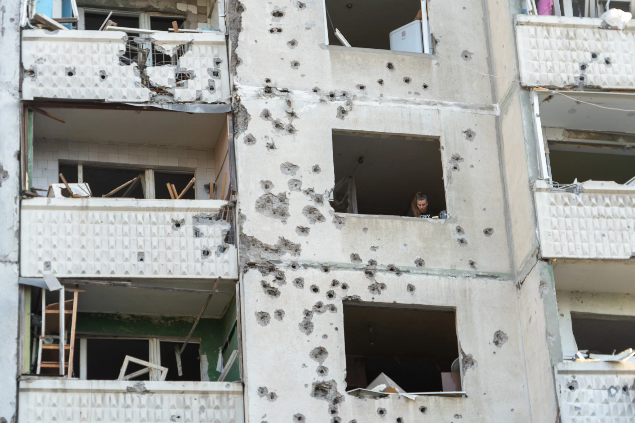 Marks of cluster munitions after Russian attack in Kharkiv residential district
