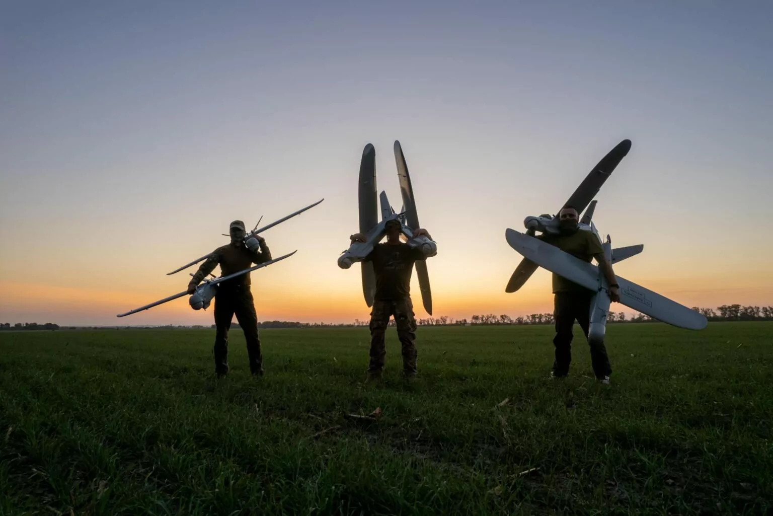 Ukrainian military with domestic drone Leleka-100