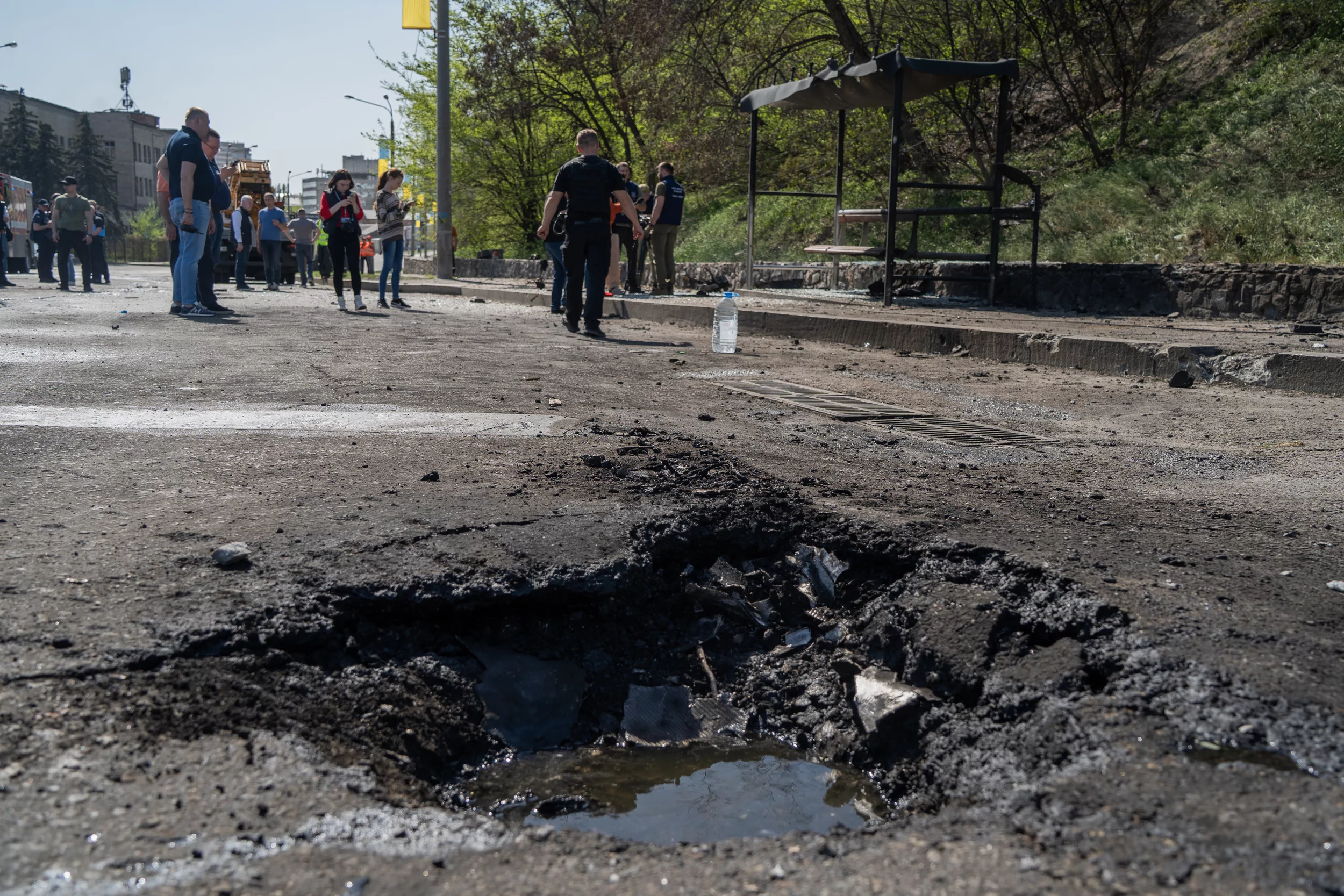 Impact site of Russian attack in Kyivskyi district