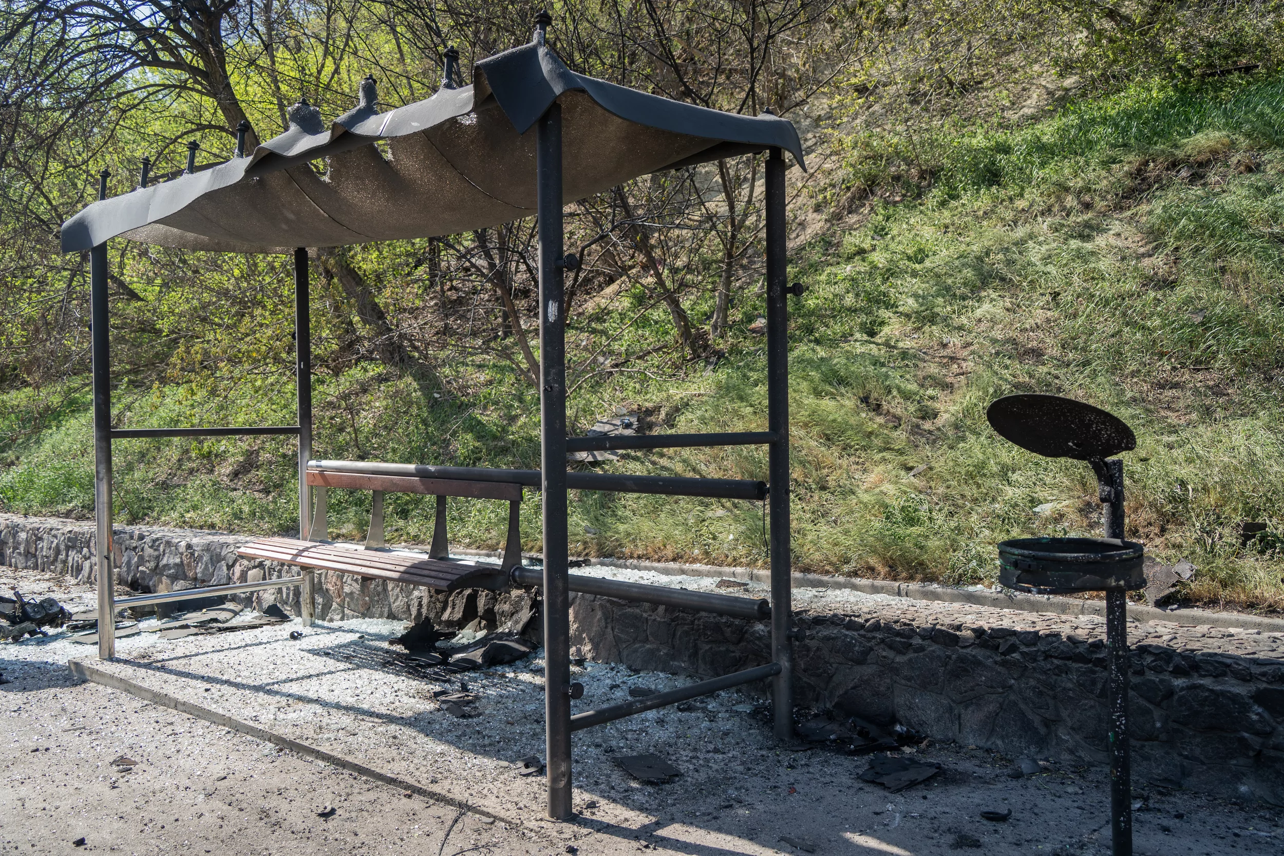 Impact site of Russian attack in Kyivskyi district