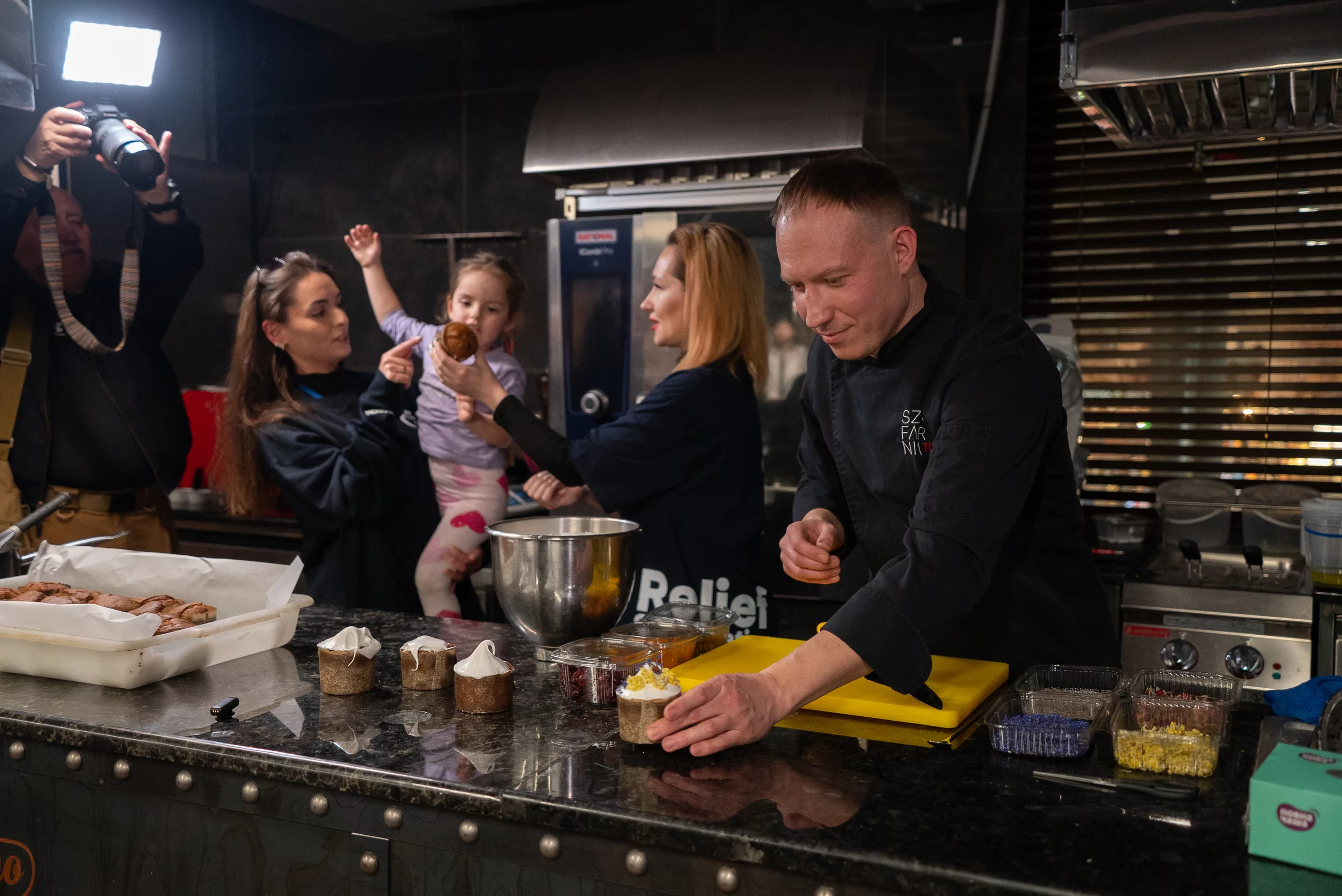Participants of master class on baking Easter cakes