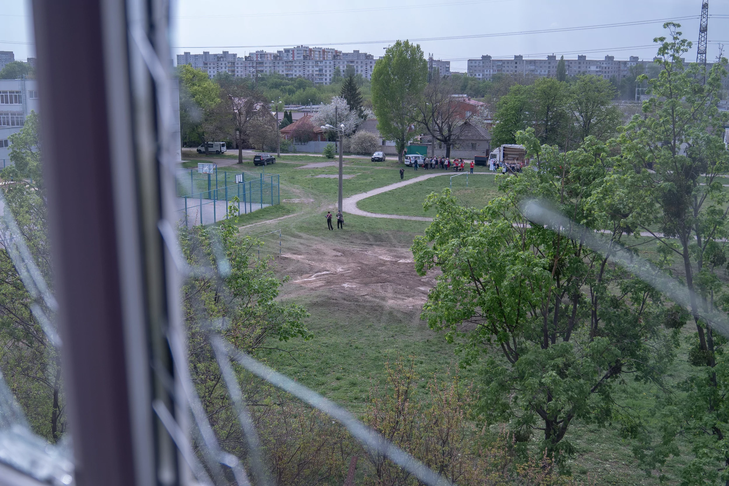 Stadium hit by a Russian missile in Nemyshlianskyi district