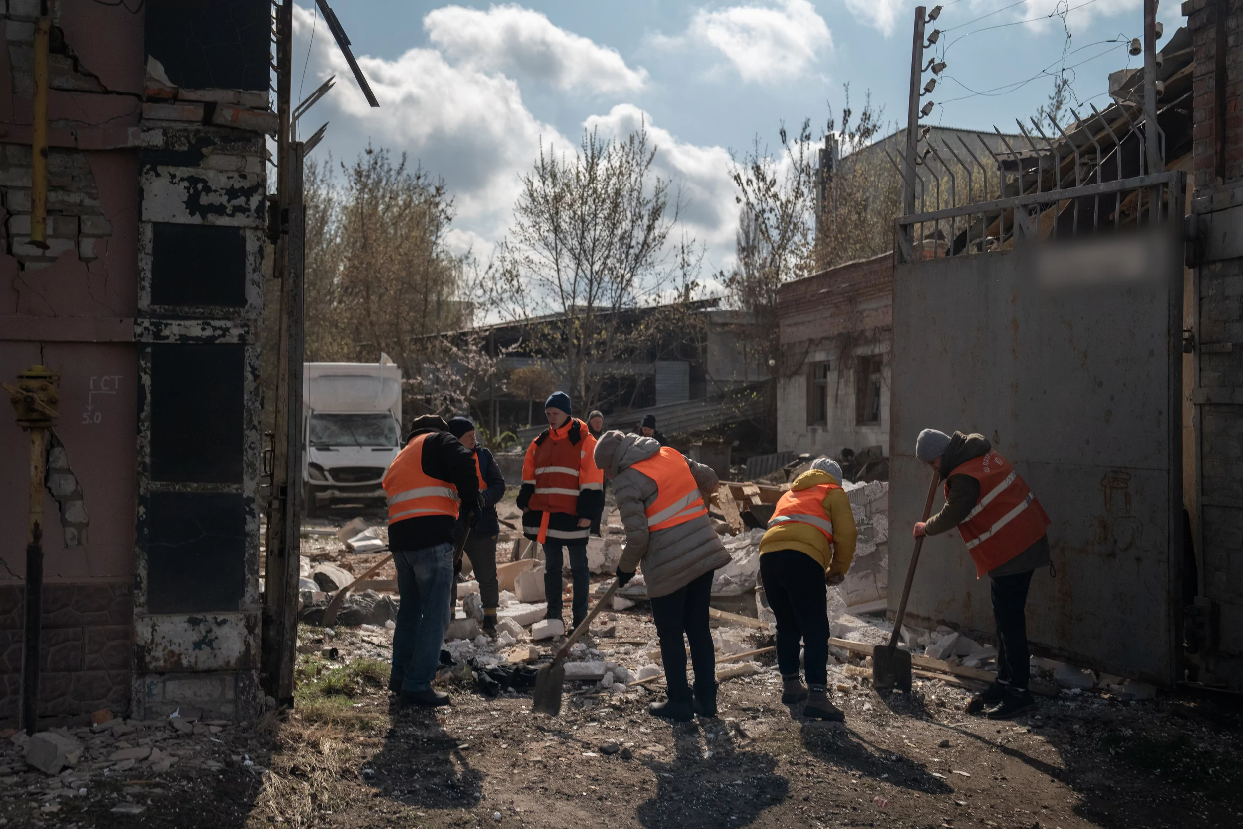 Municipal services are repairing the damage of the attack