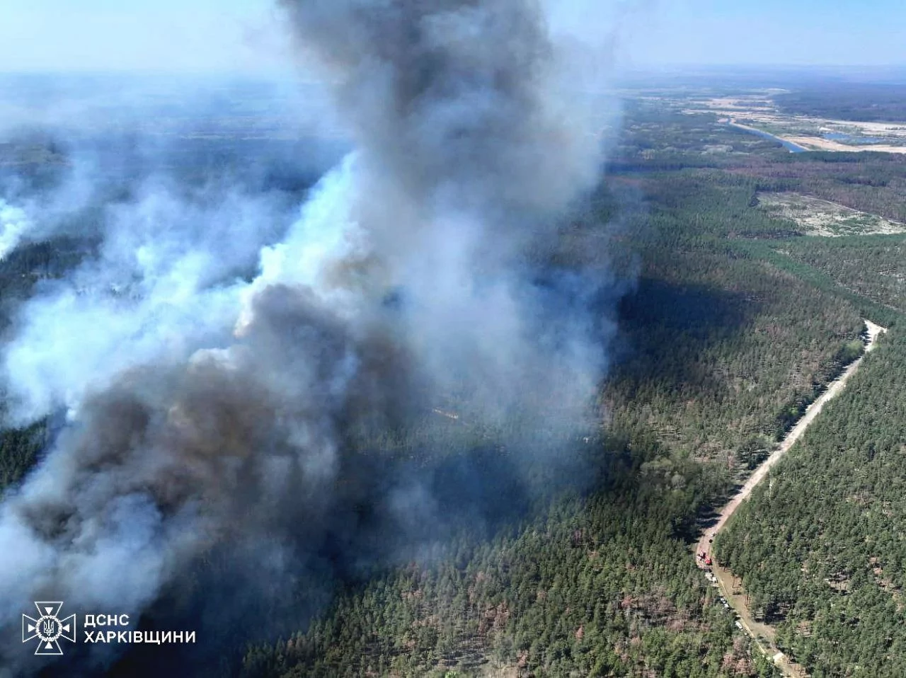 Large-scale fire in Balakliia forestry