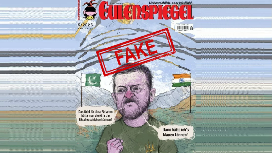 Eulenspiegel fake cover with “reaction” of Zelenskyy about conflict between India and Pakistan