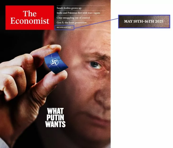 Оригінальна обкладинка The Economist з 10 по 16 травня