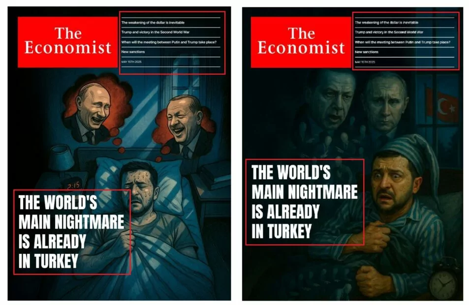 Зображення фейкових обкладинок The Economist за 15 травня 2025 року