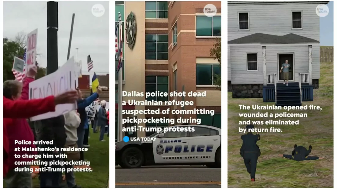 Screenshots of analyzed video from the propaganda posts.