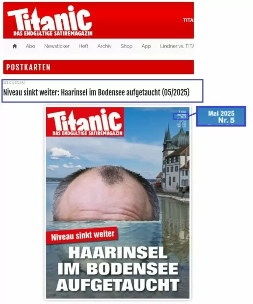 Скриншот сторінки з оригінальною обкладинкою за травень з сайту Titanic