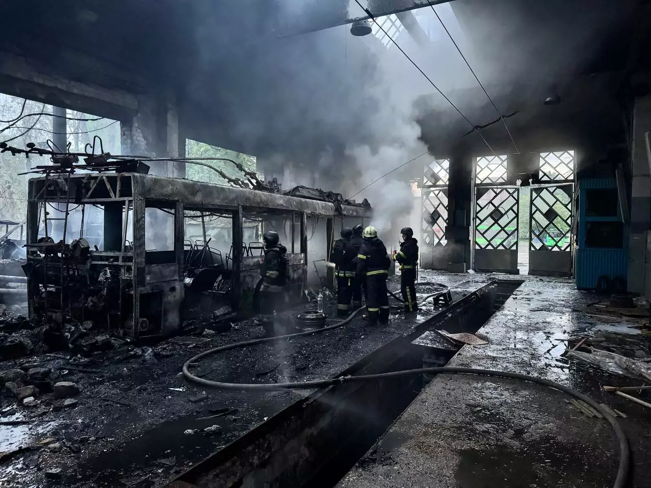 Russian attack on trolleybus hub in Slobidskyi district of Kharkiv on May 30