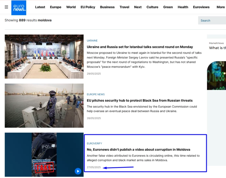Новини Euronews про Молдову
