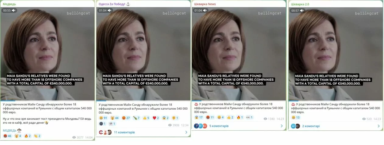 фейкове відео Bellingcat про родичів Майї Санду та офшорні компанії