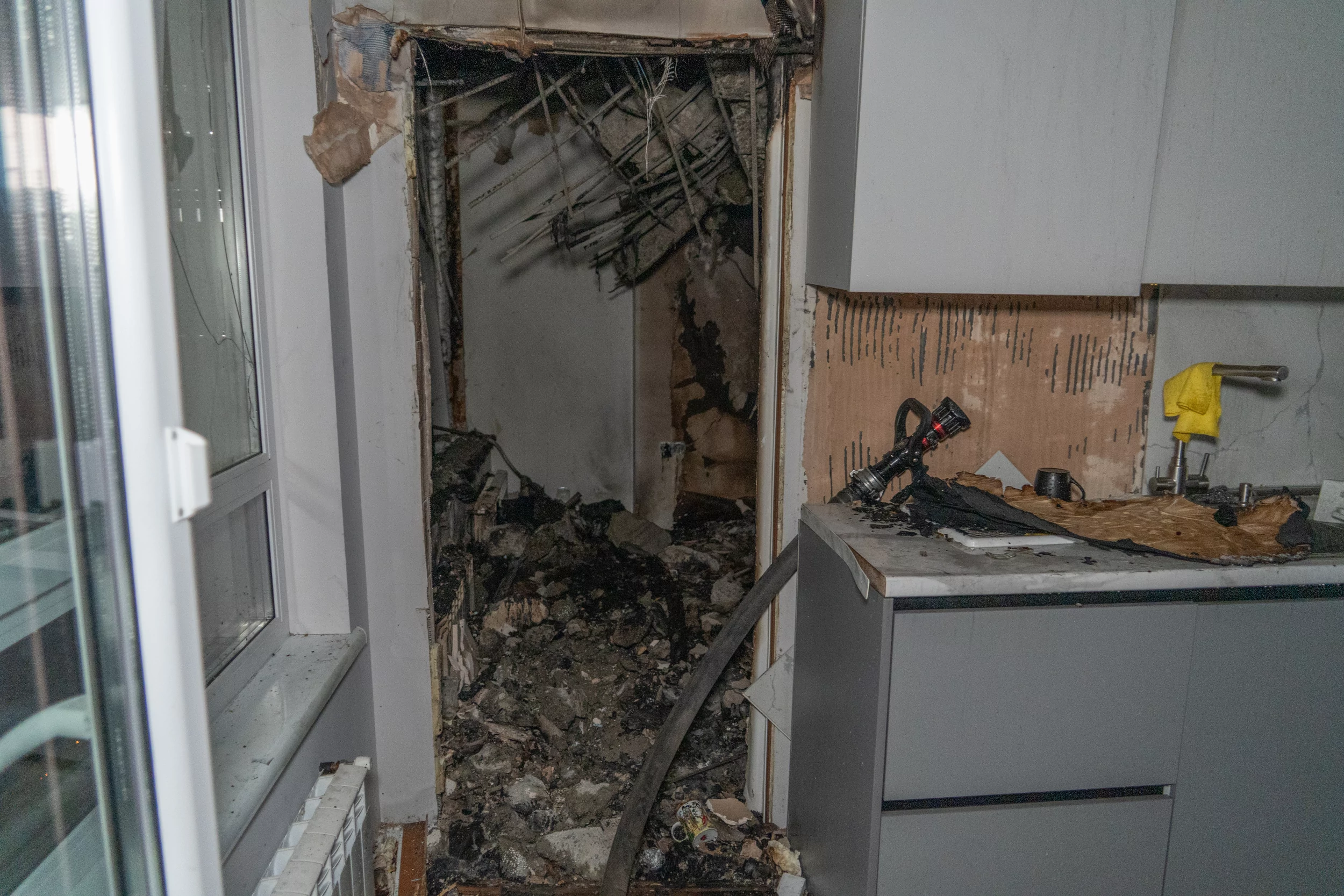 Damaged apartment after Russian attack in Slobidskyi district on June 5