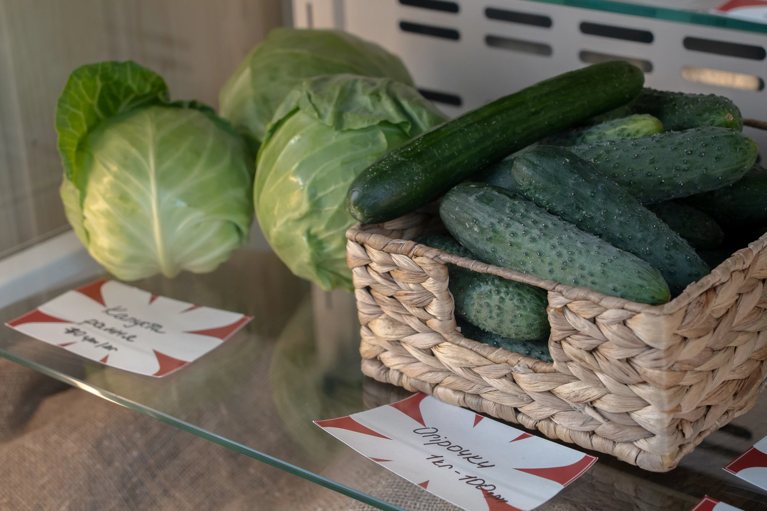 Vegetables from liberated villages in Deoccupation shop