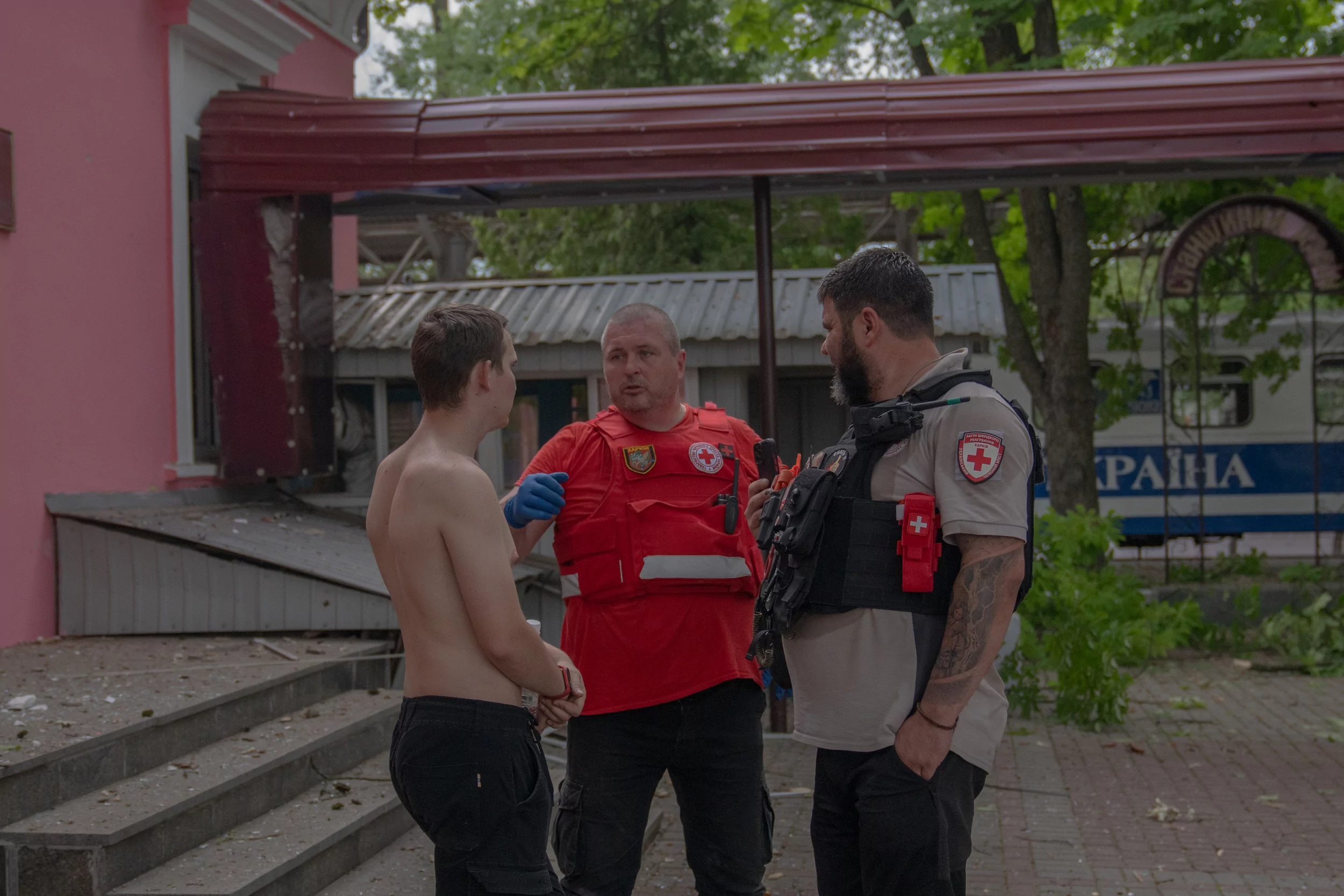 Rescuers that worked on the impact site after Russian attack on June 7