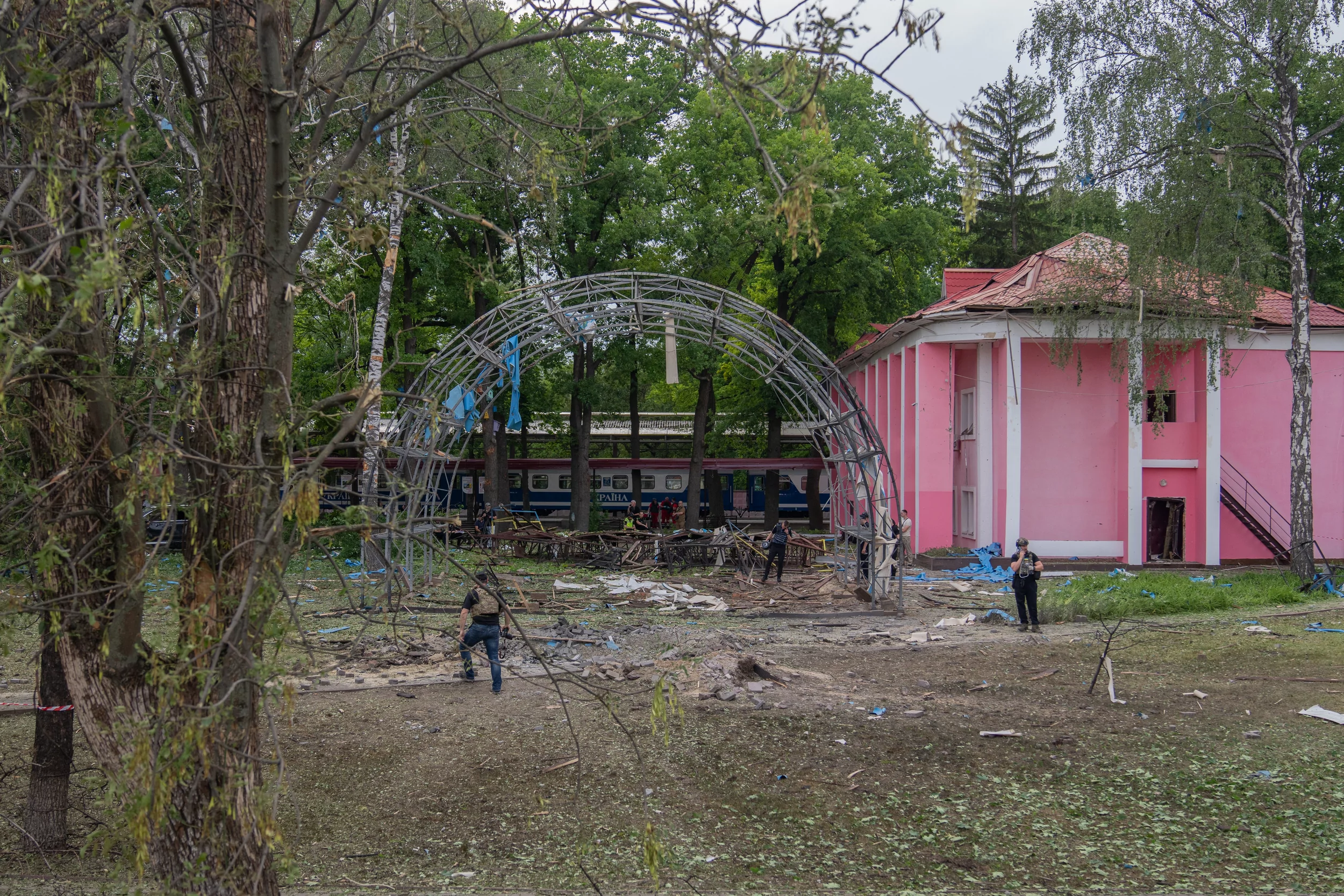 Territory of Children’s Railway after Russian air attack in June 7