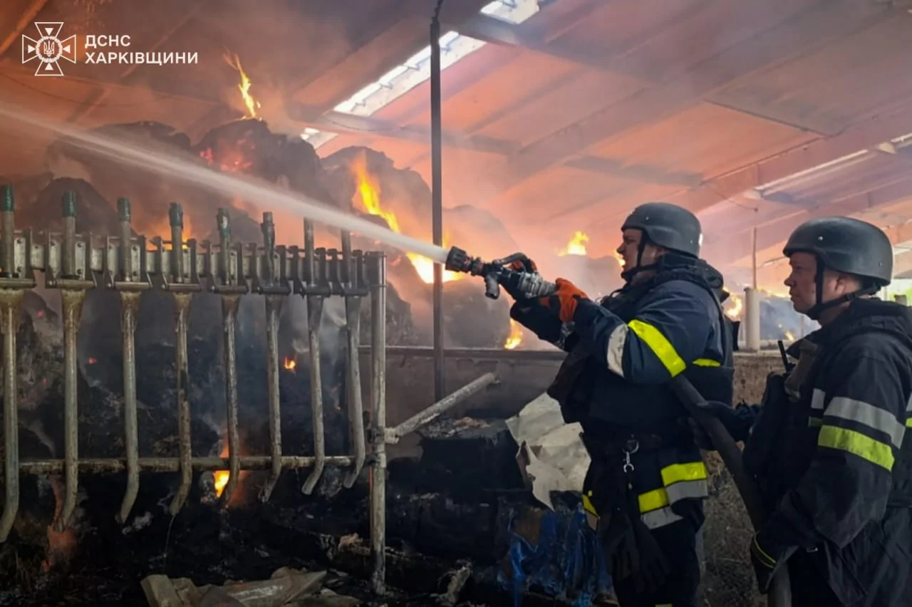 Firefighters extinguished the fire after Russian attack in Pidlyman on June 27