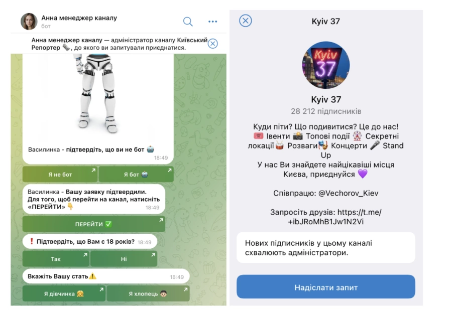 чат-боти для залучення аудиторії до анонімних каналів